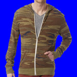 Men's Triblend Long-Sleeve Printed Full Zip Hoodie